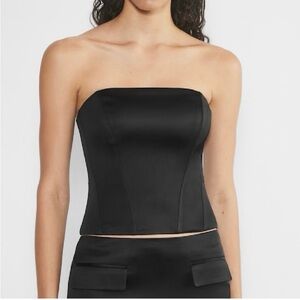 Black Strapless Satin Top